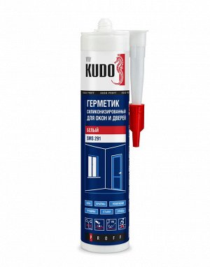 Герметик силиконизированный KUDO для окон и дверей белый SMS-291, 280 мл