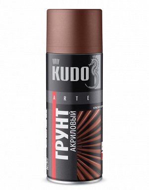 Грунт акриловый KUDO универсальный для черных и цветных металлов Красно-коричневый, 520 мл