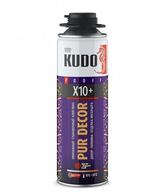 Клей-пена KUDO PUR DECOR X10+ монтажный и стыковочный профессиональный, 650 мл