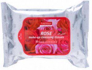 Purederm Салфетки для снятия макияжа с розой Make-Up Cleansing Tissues Rose, 30 шт