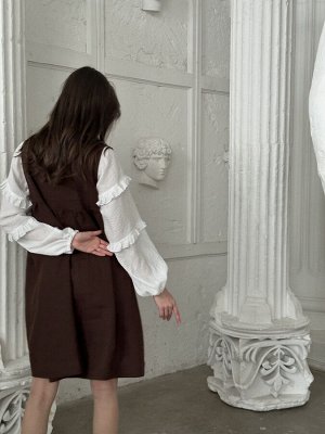 Платье льняное во французском стиле из умягченного льна коричневый