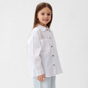 Рубашка для девочки KAFTAN Linen, р.30 (98-104 см) белый