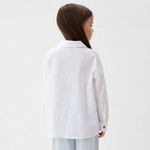 Рубашка для девочки KAFTAN Linen, р.30 (98-104 см) белый