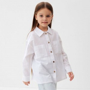 Рубашка для девочки KAFTAN Linen, р.30 (98-104 см) белый