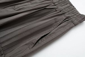 Широкие брюки-карго, манжеты на кулиске, серо-коричневый