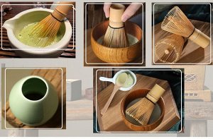 Yoseka Chasen & Chasaku Matcha Set - бамбуковый венчик с подставкой и мерная ложечка для чая матча