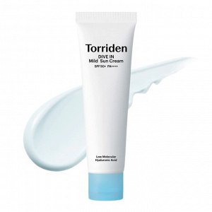 Torriden Dive In Low Mild Sun Cream SPF50+ PA++++ Увлажняющий минеральный солнцезащитный крем