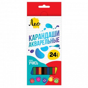 Лео "Учись" Набор акварельных карандашей LNSWP-24 заточенный 24 цв.