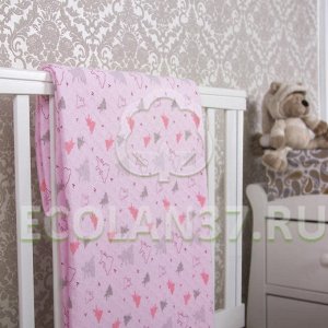 Детское трикотажное одеяло-покрывало Мишки-малышки (розовое) 100х140см