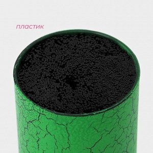 Подставка для ножей с наполнителем Доляна «Кракле», 14x9 см, soft-touch, зелёная