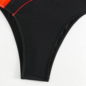 Спортивный слитный купальник с открытой спиной, со съемными чашками, черный/оранжевый