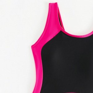 Спортивный слитный купальник с открытой спиной, со съемными чашками, черный/розовый