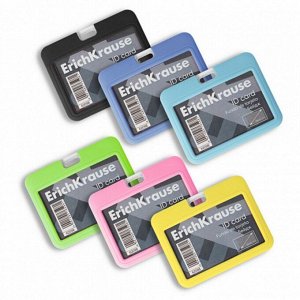 Бейдж горизонтальный 85x54 мм, ErichKrause силиконовый корпус, микс