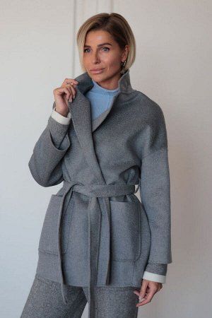 Укороченное пальто из кашемира с карманами
