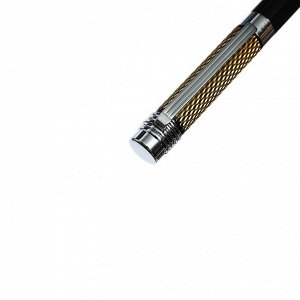 Ручка подарочная шариковая в футляре из искуственной кожи Calligrata "VIP", поворотная, корпус черный с серебрянными вставками