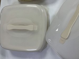 Тортовница (контейнер для выпечки с ручкой), 300×300×140мм (слоновая кость) (уцененный товар)