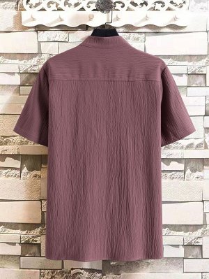 Мужская рубашка с воротником "стойка", цвет фиолетовый