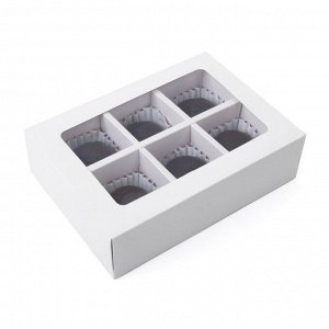 Коробка для 6 конфет с окном, белая, 13.7?9.85?3.85 см