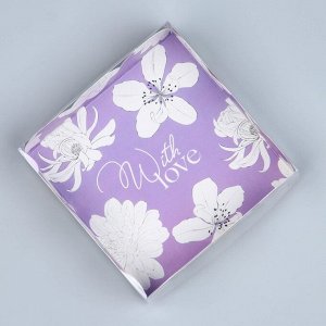Коробка для печенья, кондитерская упаковка с PVC крышкой, With love, 10.5 х 10.5 х 3 см