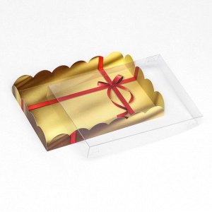 Коробка для печенья, кондитерская упаковка, "Золотой бант"22 х 15 х 3