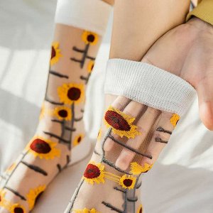 Носки женские, прозрачные, высокие, 4 пары
