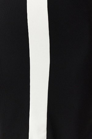 Trendyomilla Черное цветное блочное облегающее османское платье миди