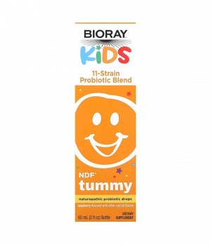 Kids, NDF Tummy, смесь из 11 штаммов пробиотиков, со вкусом малины, 60 мл