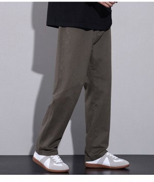 Мужские брюки, прямые, на резинке, цвет коричневый