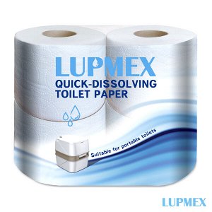 Туалетная бумага Lupmex для биотуалетов 2-слойная, быстрорастворимая, 4 рулона