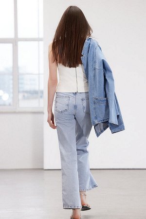 Ограниченная серия широких джинсов с высокой талией и отделкой синими камнями