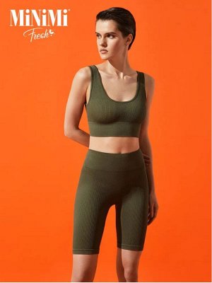 Женские спортивные велосипедки в рубчик с высокой линией талии