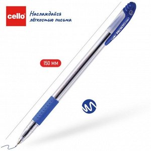 Ручка шариковая Cello Pronto узел 0.7мм, чернила синие, прозрачный корпус