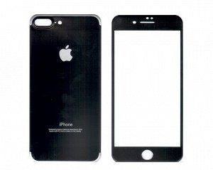 Защитное стекло iPhone 7/8 Plus алюминиевое черное, переднее + заднее
