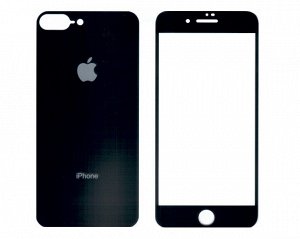 Защитное стекло iPhone 7/8 Plus color 2.5D черное (F+B)