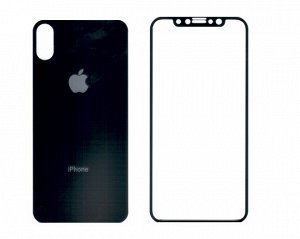 Защитное стекло iPhone X/XS color 2.5D черное, переднее + заднее