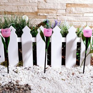 UNIEL Садовый светильник 30 см на солнечной батарее &quot;Розовый тюльпан&quot;, белый свет, USL-C-451/PT305 PINK TULIP