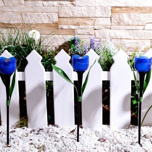 Садовый светильник 30 см на солнечной батарее "Синий тюльпан", белый свет, USL-C-454/PT305 BLUE TULIP