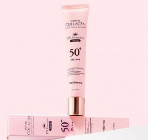 WellDerma Тонизирующий солнцезащитный крем с сапфировым коллагеном Tone Up Sun Cream Sapphire Collagen Perfect SPF 50+/Pa+++, 45 гр