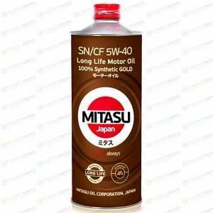 Масло моторное Mitasu Gold Long Life 5w40, синтетическое, API SN/CF, ACEA A3/B3/B4, универсальное, 1л, арт. MJ-107/1
