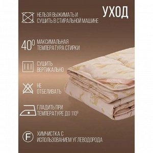 Одеяло 1.5-спальное, 140х205 см, Верблюжья шерсть, 300 г/м2, всесезонное, чехол 100% хлопок, кант, Verossa