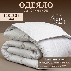 Одеяло 1.5-спальное, 140х205 см, Формула, полупух I кат, пух 60% перо 40%, 400 г/м2, зимнее, чехол тик, кант, Бел-Поль