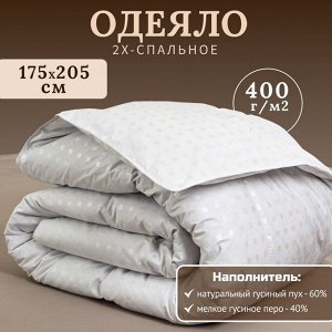 Одеяло 2-спальное, 175х205 см, Формула, полупух I кат, пух 60% перо 40%, 400 г/м2, зимнее