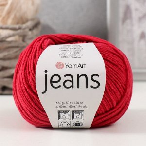 Пряжа "Jeans" 55% хлопок, 45% акрил 160м/50гр (51 вишня)