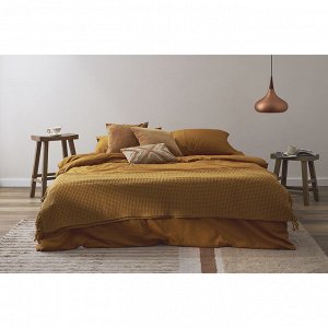 Комплект постельного белья изо льна и хлопка цвета карри из коллекции Essential, 150х200 см