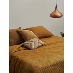 Tkano Комплект постельного белья изо льна и хлопка цвета карри из коллекции Essential, 150х200 см