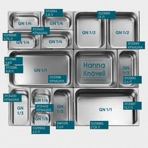 Гастроёмкость GN 1/3 Hanna Knövell, 65 мм, 32,5x17,6x6,5 см, толщина 0,6 мм, нержавеющая сталь
