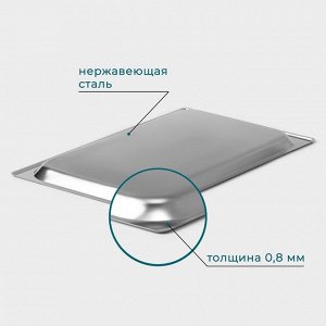 Гастроёмкость GN 1/1 Hanna Knövell, 20 мм, 53x32,5x2 см, толщина 0,6 мм, нержавеющая сталь