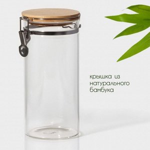 Банка для сыпучих продуктов Bella Tenero «Эко», 1.3 л, 10*22 см, с бугельным замком, стекло, прозрачная