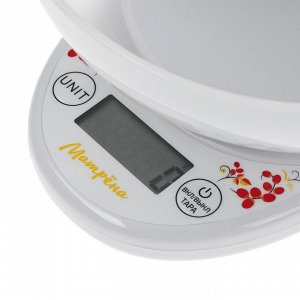 Весы кухонные "Матрёна" МА-188, электронные, до 5 кг, белые