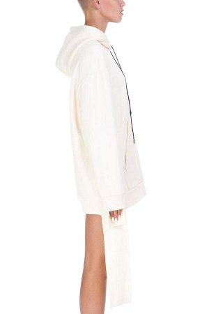 Свитшот Эксклюзивный женский свитшот-оверсайз молочного цвета. На груди прозрачный карман с люверсами, «хвосты» по бокам и на рукавах . Мягкая трикотажная ткань-хлопок. Рост модели 165 см, вес 47 кг. 